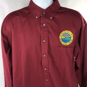 HOOSIER NATIONAL FOREST INDIANAS NATIONAL TREASURE SHIRT MENS XL HARRITON BUTTON